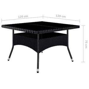 Gartenmöbel Set (9-teilig) 3014194-3 Schwarz - Metall - Polyrattan - Holzart/Dekor - 120 x 75 x 120 cm