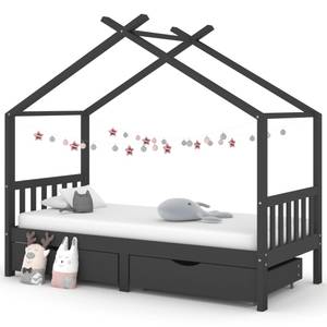 Cadre de lit pour enfants Gris - Gris minéral - Métal - Bois/Imitation