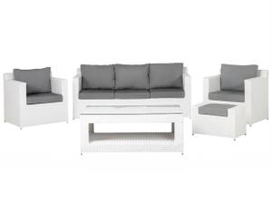 Lounge Set ROMA 5-tlg Grau - Weiß - Polyrattan - 180 x 74 x 66 cm