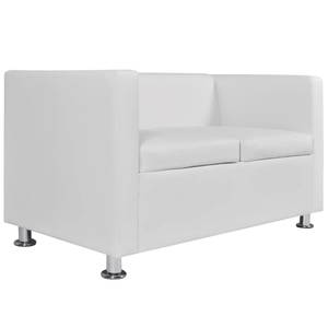 Canapé 3002827-1 Blanc - Cuir synthétique - Textile - 120 x 63 x 62 cm