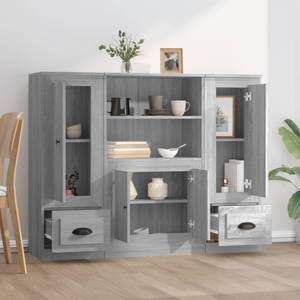 Highboard 3er Set DE9092 Eiche Grau Dekor