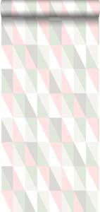 Tapete grafische, geometrische Dreiecke Pink - Naturfaser - Textil - 53 x 1005 x 1005 cm