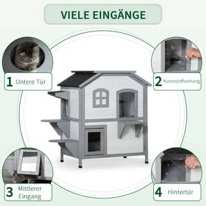 Katzenhaus D30-236WT Weiß - Massivholz - 56 x 91 x 78 cm