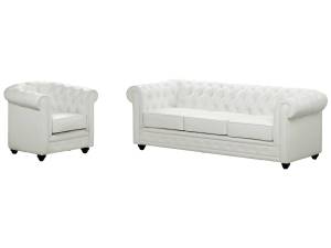 Ensemble canapé fauteuil  CHESTERFIELD Blanc