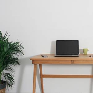 Bureau en chêne 2 tiroirs bois clair Marron - En partie en bois massif - 120 x 75 x 70 cm