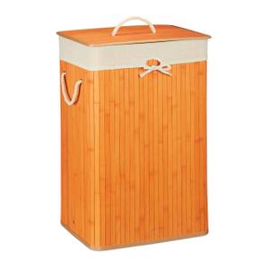 Panier à linge bambou rectangle Blanc crème - Orange