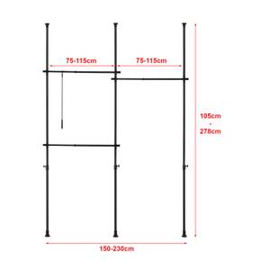 Teleskopgarderobe Kemi Schwarz - Metall - 230 x 278 x 5 cm