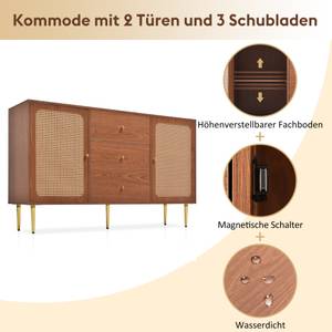 Sideboard NaturⅢ Braun - Holzwerkstoff - Metall - Massivholz - 40 x 90 x 150 cm