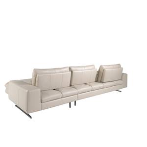 Canapé d'angle (G) en cuir réglable Gris - Cuir véritable - Textile - 321 x 87 x 171 cm