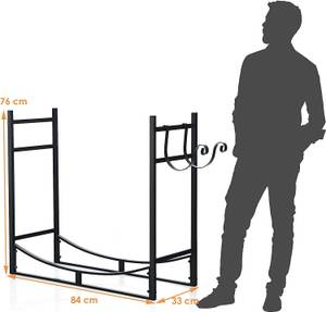 Kaminholzregal Metall Schwarz - Metall - 33 x 76 x 84 cm