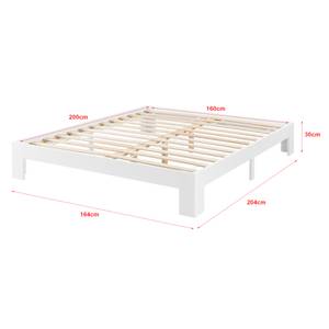 Cadre de Lit Double Raisio en Pin Blanc - Largeur : 164 cm