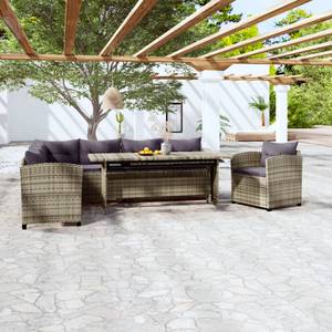 Garten-Lounge-Set Grau - Polyrattan - 70 x 71 x 233 cm