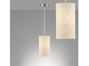 LED Pendelleuchte Esstischlampe Beige Beige - Silber - Metall - Textil - 16 x 150 x 16 cm