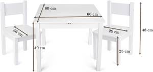 Table  et 2 chaises enfant Blanche Blanc - Bois manufacturé - 60 x 49 x 60 cm