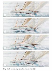 Tableau peint Appel à l'Aventure Blanc - Bois massif - Textile - 150 x 50 x 4 cm