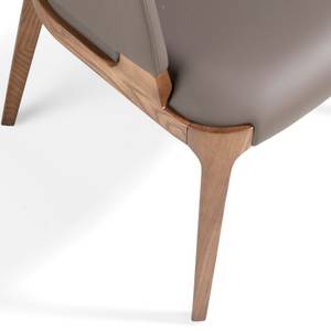 Chaise en croute cuir et noyer Gris - Cuir synthétique - Textile - 57 x 76 x 58 cm