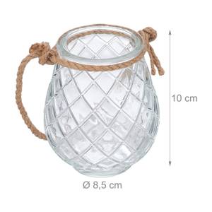 Transparentes Windlicht im 12er Set Braun - Glas - Rattan - 9 x 10 x 9 cm