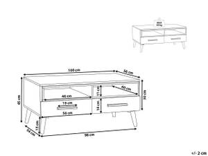 Table basse ALLOA Marron - Blanc - Bois manufacturé - 100 x 45 x 60 cm