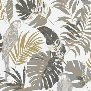 Papier peint jungle coco exotique Gris - Papier - 53 x 1000 x 1 cm