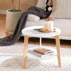 Table d'appoint FBT75-W Blanc - En partie en bois massif - 50 x 45 x 46 cm