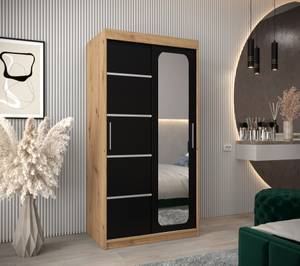 Armoire à portes coulissantes promo v2 Noir - Imitation chêne - Largeur : 100 cm - 2 porte