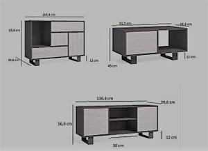 Ensemble 1 Buffet + 1 M.TV140 +1 T.Basse Marron - Bois manufacturé - Matière plastique