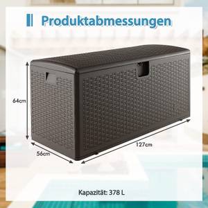 Auflagenbox abschließbar Braun - Kunststoff - 56 x 64 x 127 cm