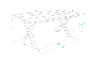 Esstisch Tetrix Grau - Weiß - Tiefe: 167 cm