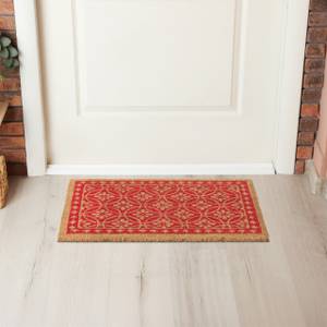 Tapis en coco avec motif floral Marron - Rouge - Fibres naturelles - Matière plastique - 60 x 2 x 40 cm