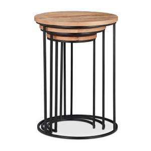 Table basse d'appoint lot de 3 Noir - Marron - Bois manufacturé - Métal - 41 x 56 x 41 cm