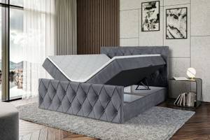 Boxspringbett - AMAY Grau - Breite: 120 cm - H3