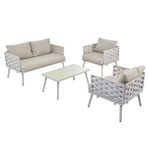 Gartenlounge-Set M1812 Weiß - Holzwerkstoff - 65 x 67 x 126 cm