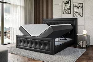 Boxspringbett NOEL-Z Hochglanz Schwarz - Breite: 200 cm - H4