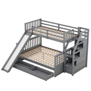 Etagenbett Jupitur Ⅶ Grau - Holzwerkstoff - Metall - Massivholz - 250 x 158 x 246 cm