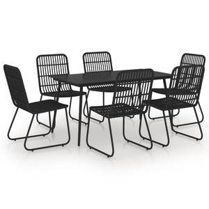 Garten-Essgruppe (7-teilig) 3012986-4 Schwarz - Kunststoff - Polyrattan - 80 x 74 x 150 cm