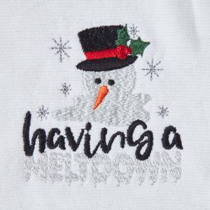 Weihnachts-Handtuch mit Schneemann Weiß - Textil - 50 x 1 x 85 cm