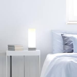 Lampe de table de nuit réglable tactile Argenté - Blanc - Verre - Métal - 10 x 28 x 10 cm