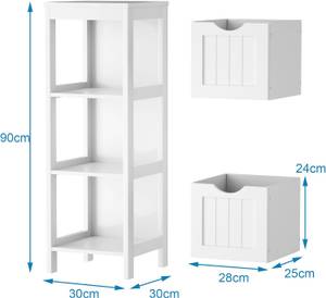 Badezimmerschrank schmal Weiß - Holzwerkstoff - 30 x 90 x 30 cm