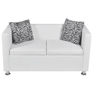 Canapé 3002827-1 Blanc - Cuir synthétique - Textile - 120 x 63 x 62 cm