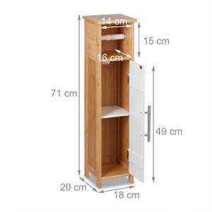 Toilettenpapierhalter stehend Holzoptik Braun - Weiß - Bambus - Holzwerkstoff - 18 x 71 x 20 cm