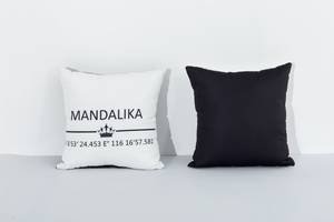 Kissenhülle Mandalika Schwarz - Weiß - Textil - 45 x 1 x 45 cm