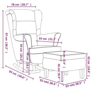 Chaise à bascule avec tabouret 3015093-2 Bleu