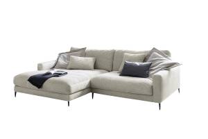 Ecksofa Canapé CARA Cordon Gris lumineux - Angle à gauche (vu de face)