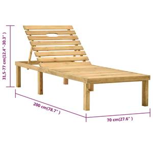 Sonnenliege mit Tisch 315395 Braun - Massivholz - Holzart/Dekor - 70 x 77 x 200 cm