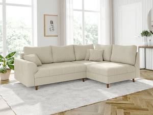 Ecksofa und Hocker Neo, Cord-Stoff Beige