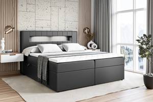 Boxspringbett - ORGOL Hochglanz Schwarz - Breite: 140 cm - H3