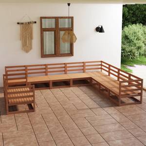 Gartenmöbel-Set (10-teilig) 3009857-1 Braun - Massivholz - Holzart/Dekor - 70 x 67 x 70 cm