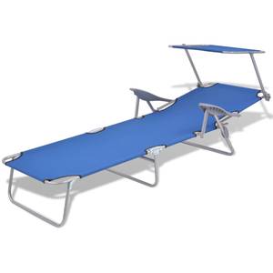 Lit de bronzage d'extérieur 3004846 Bleu - Métal - 58 x 27 x 189 cm