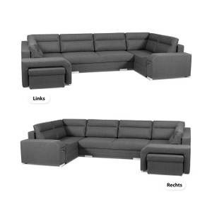 Ecksofa Eckcouch Fergus U Form Couch Grau - Ecke davorstehend links