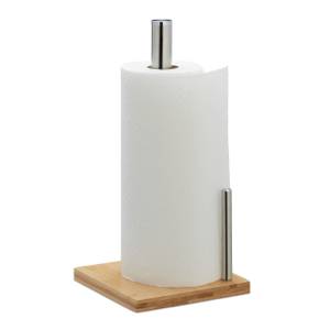 Küchenrollenhalter mit Abrollstop Braun - Silber - Bambus - Metall - 16 x 33 x 16 cm